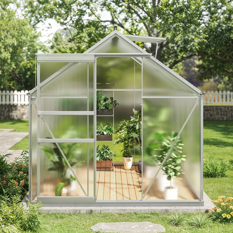 Elecohouse | 6 x 6 ft Polycarbonate Greenhouse Aluminum Greenhouse with Sliding Door - Image 2