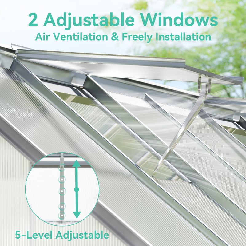 Elecohouse | 6 x 16 ft Lockable Polycarbonate Panel Greenhouse Kit with Sliding Door - Image 3