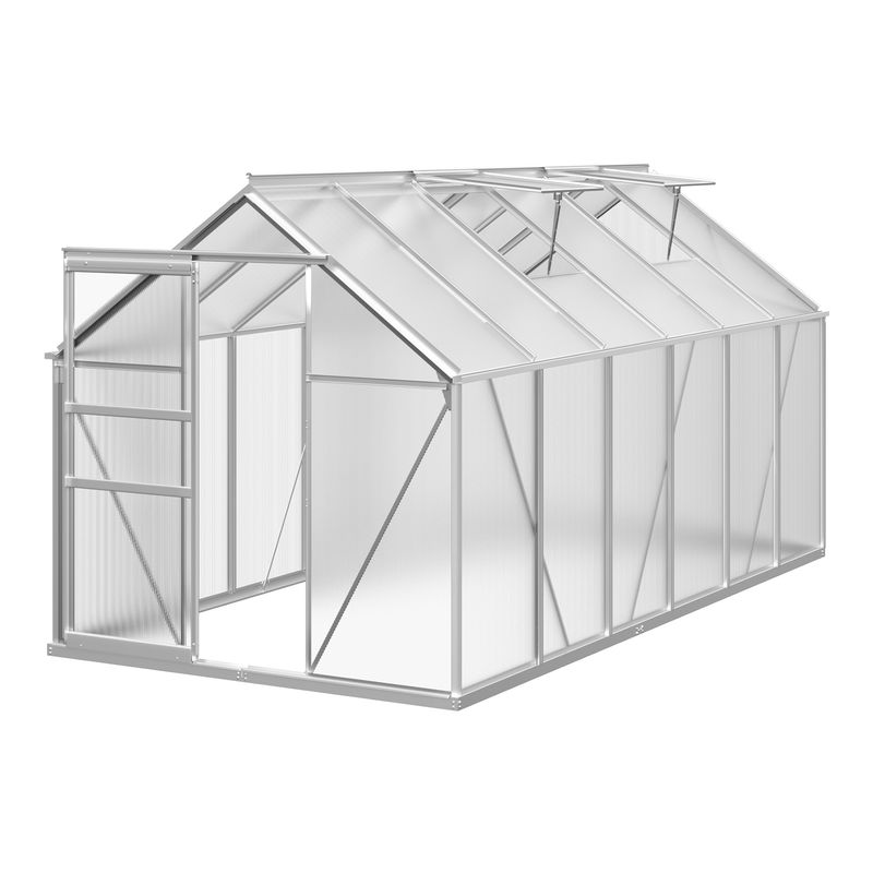 Elecohouse | 6 x 16 ft Lockable Polycarbonate Panel Greenhouse Kit with Sliding Door - Image 4