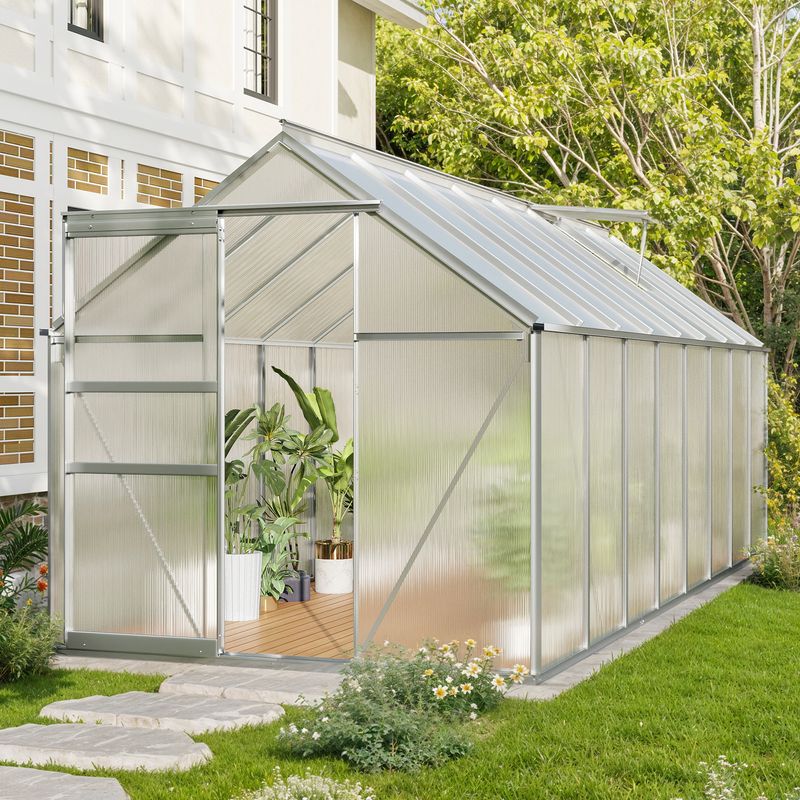 Elecohouse | 6 x 16 ft Lockable Polycarbonate Panel Greenhouse Kit with Sliding Door - Image 5