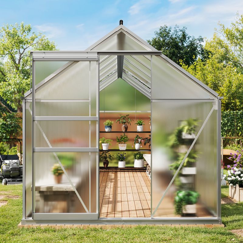 Elecohouse | 6 x 16 ft Lockable Polycarbonate Panel Greenhouse Kit with Sliding Door - Image 6