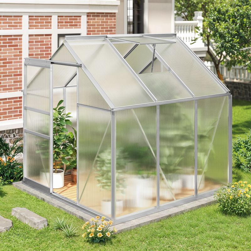 Elecohouse | 6 x 6 ft Polycarbonate Greenhouse Aluminum Greenhouse with Sliding Door - Image 5