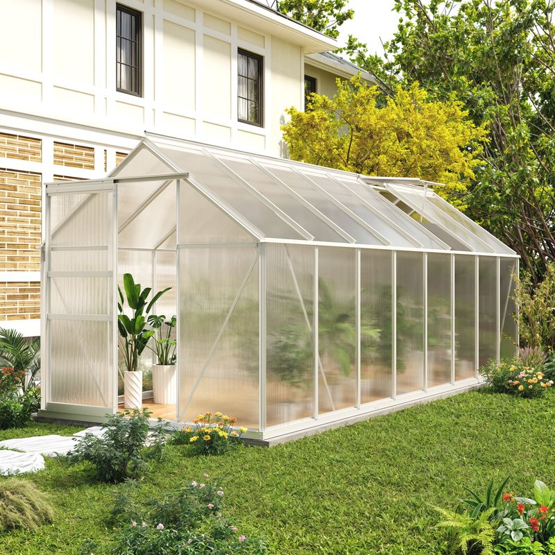 Elecohouse | 6 x 16 ft Lockable Polycarbonate Panel Greenhouse Kit with Sliding Door - Image 10