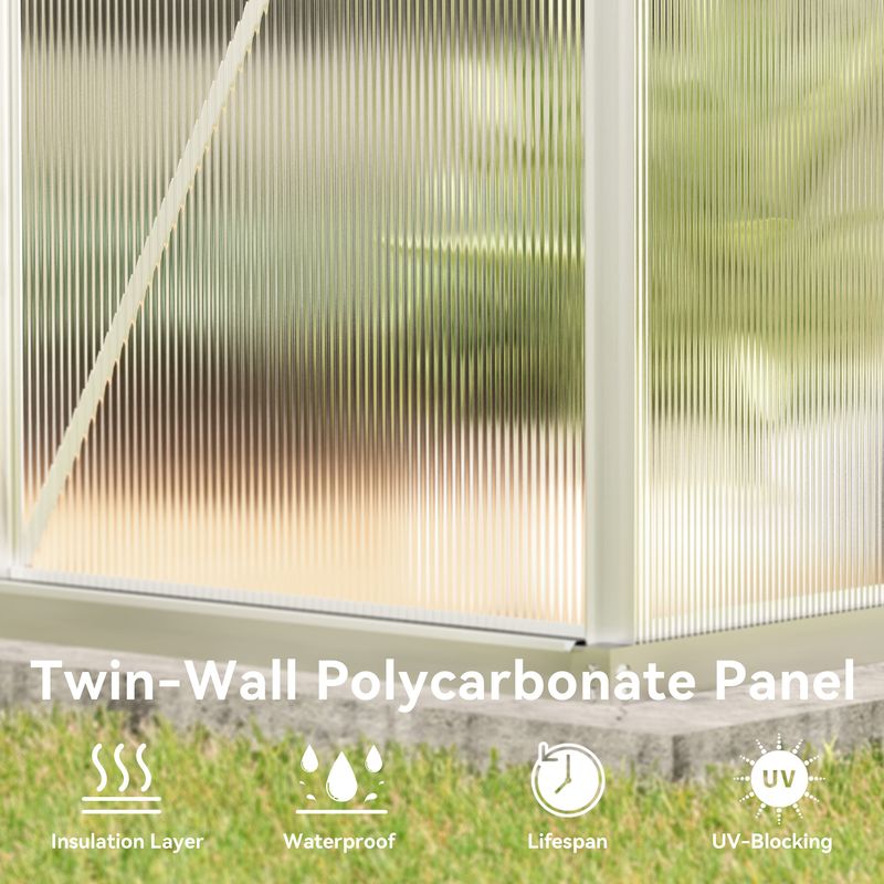 Elecohouse | 6 x 6 ft Polycarbonate Greenhouse Aluminum Greenhouse with Sliding Door - Image 6