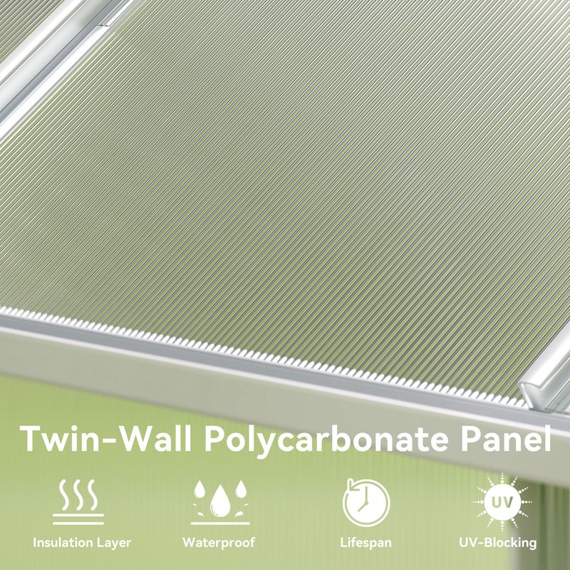 Elecohouse | 6 x 16 ft Lockable Polycarbonate Panel Greenhouse Kit with Sliding Door - Image 9