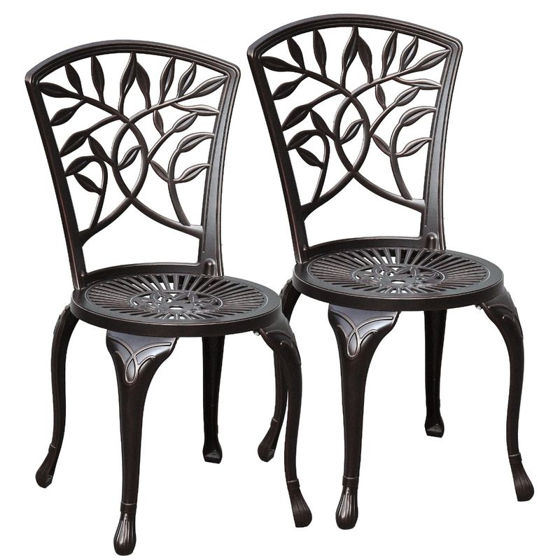 Elecohouse | 2 Pcs Antique Cast Aluminum Outdoor Dining Chairs with Adjustable Feet - Image 2