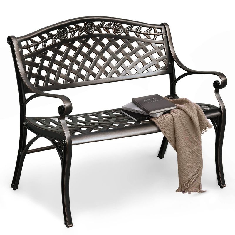 Elecohouse | 40" 2-Person Cast Aluminum Outdoor Garden Bench